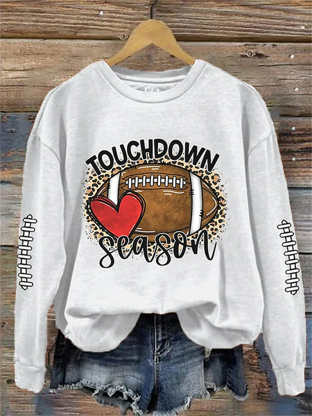 

Casual Baseball Game Round Neck Knitted Pullover Sweatshirt, White, Sweatshirts & Hoodies