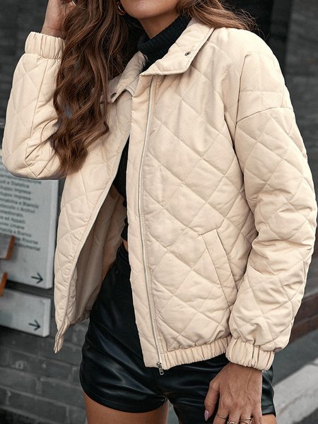 

Plain Others Casual Padded Jacket, Apricot, Coats