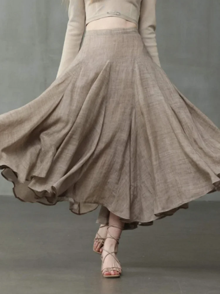 

Plain Regular Fit Casual Skirt, Khaki, Skirts