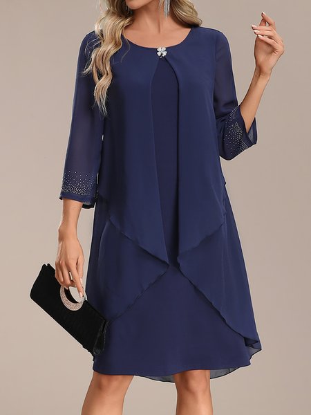 

Plain Elegant Loose Hot Drilling Dress, Dark blue, Party Dresses