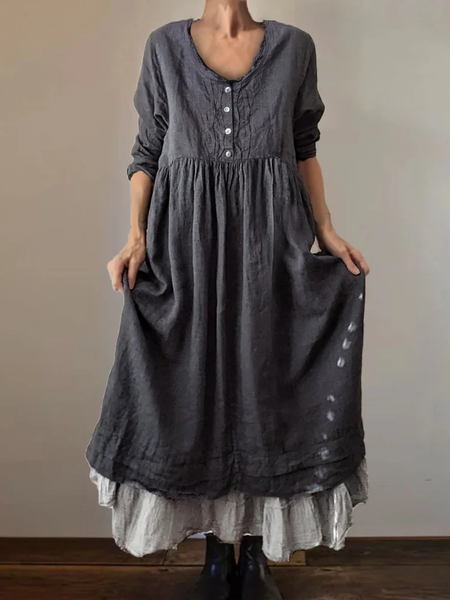 

Casual Regular Fit Plain Crew Neck Dress, Gray, Dresses