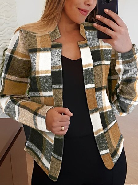 

Plaid Casual Woolen Regular Fit Blazer, Brown, Blazers