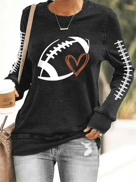 

Casual Baseball Game Round Neck Knitted Pullover Sweatshirt, Black, Sweatshirts & Hoodies
