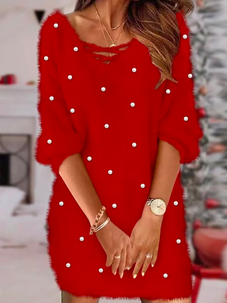 

Casual Loose Abstract Polka Dots Dress With No, Red, Dresses