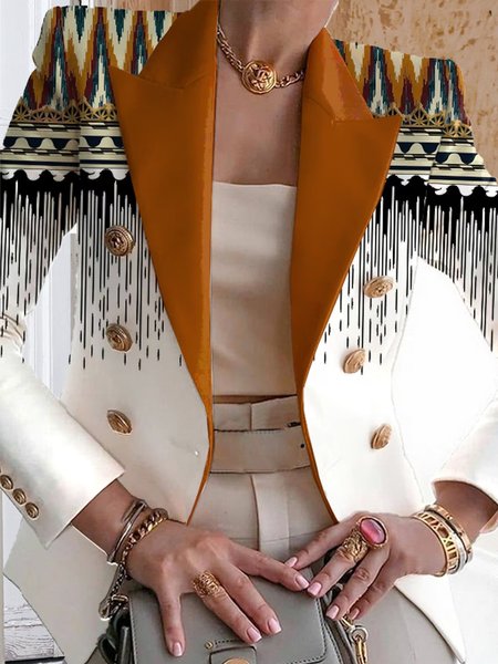 

Shawl Collar Ethnic Casual Blazer, Khaki, Blazers