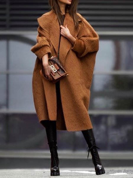 

Plain Shawl Collar Urban Coat, Deep brown, Coats