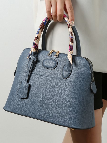 

Silk Scarf Decor Commuting Tote Bag with Crossbody Strap, Blue, Top Handles