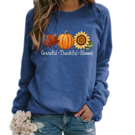 

Halloween Crew Neck Casual Loose Sweatshirt, Blue, Hoodies&Sweatshirts