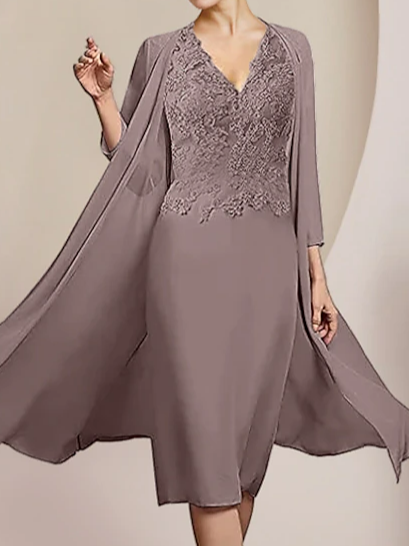 

Plain Lace Elegant Regular Fit Two-Piece Set, As picture, Party Dresses
