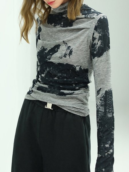 Regular Fit Urban Random Print T-Shirt, Gray, Tees