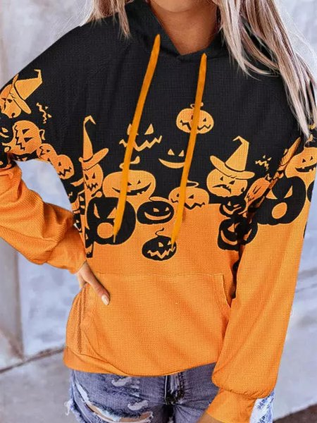 

Halloween Casual Loose Hoodie, Orange, Sweatshirts & Hoodies