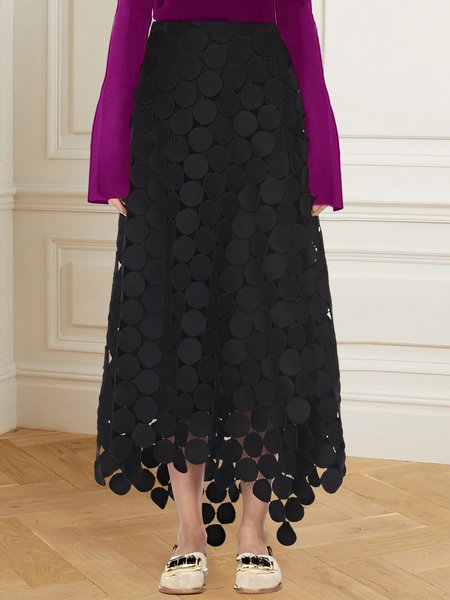 

Long Daily Elegant Loose Plain Skirt, Black, Skirts