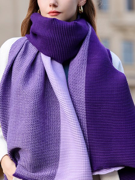 

Color Block Imitation Cashmere Scarf, Purple, Women Scarves & Shawls