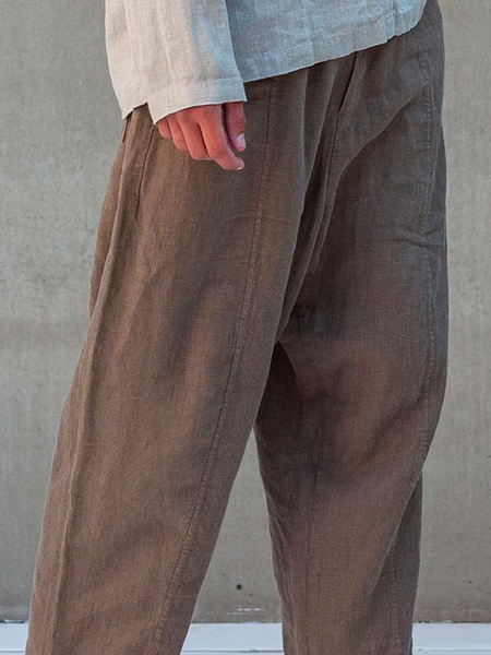 

Women's Linen Style Plain Loose Pants, Coffee, Pants