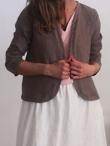 

Women's Cotton And Linen Plain Others Casual Jacket, Coffee, Outerwear