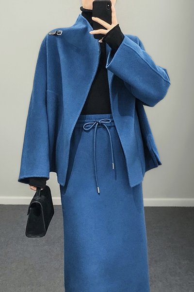 

Long Sleeve Regular Fit Urban Plain Jacket, Blue, Jackets