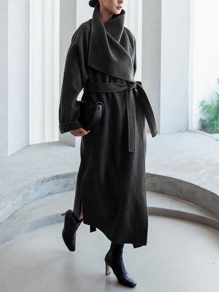 

Regular Fit Urban Long Sleeve Plain Coat, Deep gray, Coats