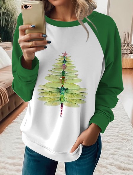 

Dragonfly Crew Neck Casual Loose Sweatshirt, Green, Sweatshirts & Hoodies
