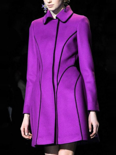 

Color Block Urban Shawl Collar Regular Fit Coat, Purple, Coats