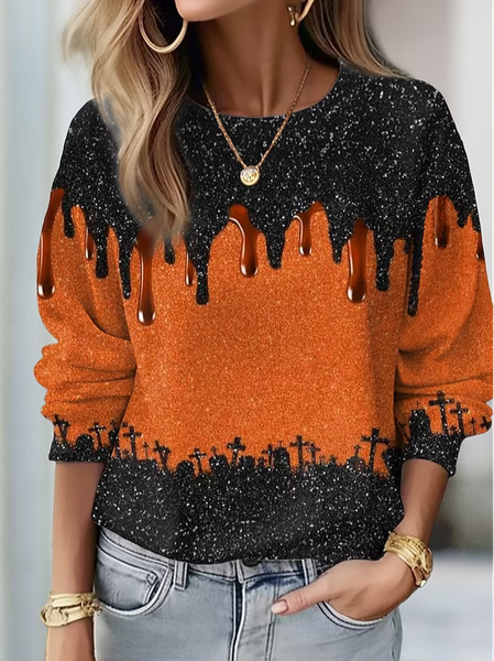 

3D Printing Picture Women's Long Sleeve Round Neck Sweatshirt, Color4, Hoodies&Sweatshirts