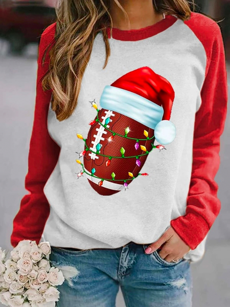 

Casual Crew Neck Christmas Sweatshirt, Red, Hoodies&Sweatshirts