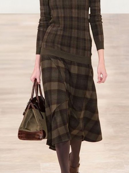 

Urban Regular Fit Plaid Skirt, As picture, Skirts