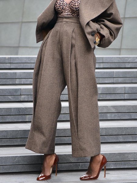 

Herringbone Urban Loose Fashion Pants, Brown, Pants