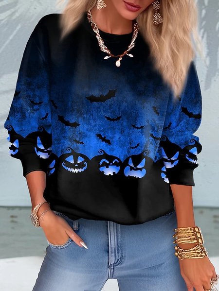 

Casual Halloween Crew Neck Regular Fit Sweatshirt, Blue, Hoodies&Sweatshirts