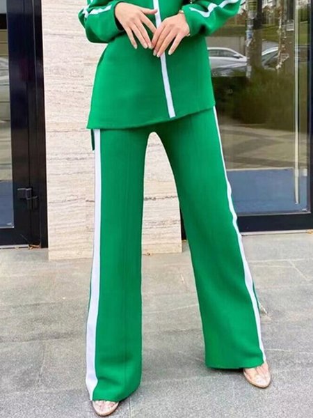 

Color Block Urban Regular Fit Straight Pants, Green, Pants