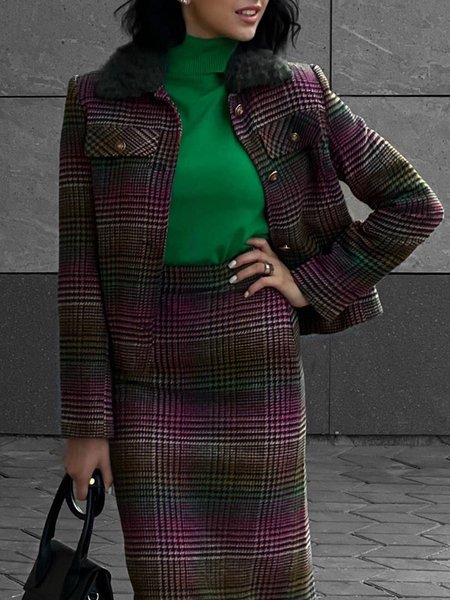 

Plaid Shawl Collar Regular Fit Urban Jacket, As picture, Jackets