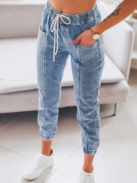 

Plain Casual Jeans, Blue, Jeans