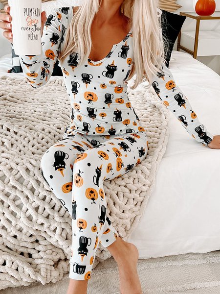 

Casual Halloween Two-Piece Set, Orange, Suit Set