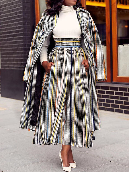 

Loose Lapel Collar Long Sleeve Urban Mid-long Coat, As picture, Coats
