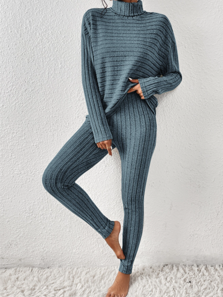 

Regular Fit Stand Collar Casual Plain Two-Piece Set, Blue, Suit Set
