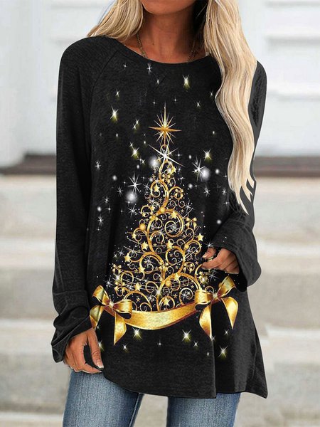 

Casual Christmas Tree T-Shirt, Black, Shirts & Blouses