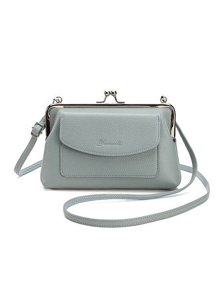 

Simple Style Kiss Lock Commuting Shoulder Bag, Blue, Women's Bags