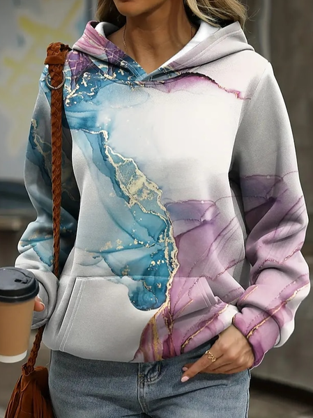 

Casual Abstract Loose Hoodie, Blue, Sweatshirts & Hoodies