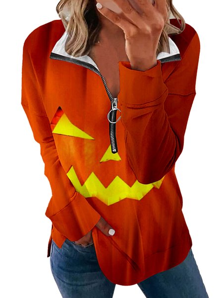 

Casual V Neck Halloween Sweatshirt Zipper, Color9, Hoodies & Sweatshirts