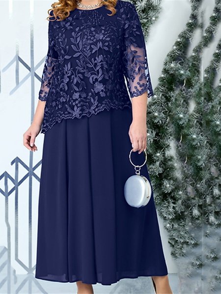 

Lace Elegant Two-Piece Set, Blue, Party Dresses