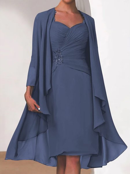 

Plain Elegant Regular Fit Two-Piece Set, Blue, Party Dresses