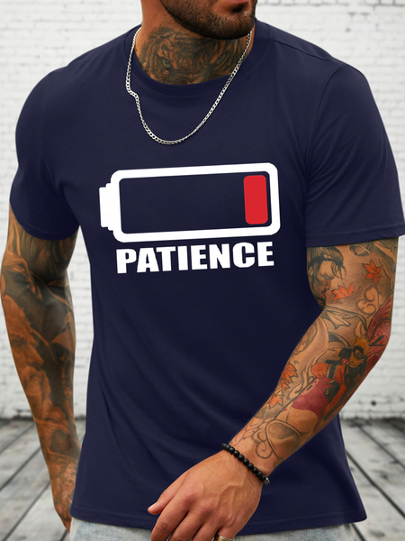 

Men's Out of Patience Cotton Casual Text Letters T-Shirt, Dark blue, T-shirts