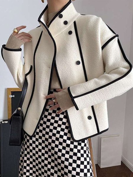 

Urban Color Block Long Sleeve Jacket, White, Outerwear