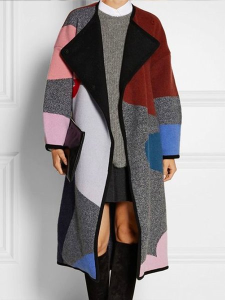 

Regular Fit Geometric Urban Shawl Collar Coat, Gray, Coats