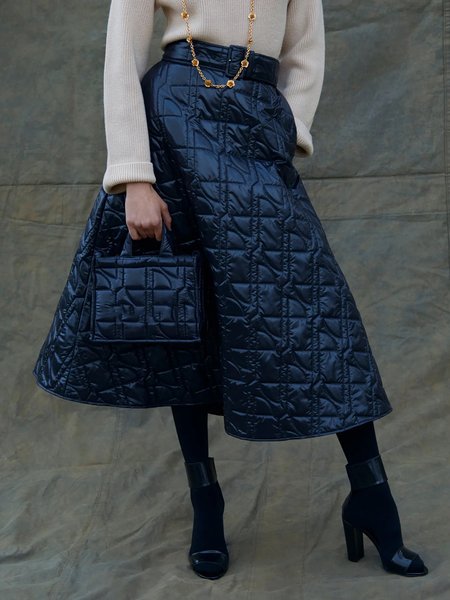

Elegant Plain Loose A-Line Skirt, Deep blue, Skirts