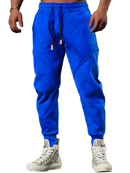 

Sports Loose Plain Pants, Blue, Pants