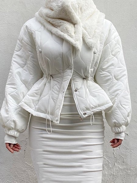 

Regular Fit Elegant Shawl Collar Padded Jacket, White, Padded Jackets