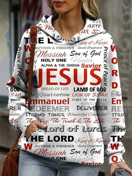 

Casual Hoodie Jesus Copy Loose Hoodie, White, Sweatshirts & Hoodies