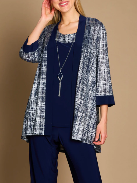 

Lace Geometric Loose Elegant Matching Outfit, Blue, Suit Set