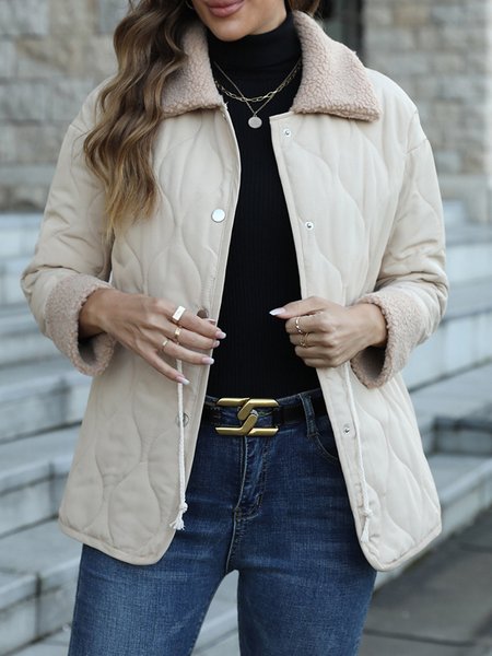 

Plain Loose Casual Others Padded Jacket, Off white, Coats