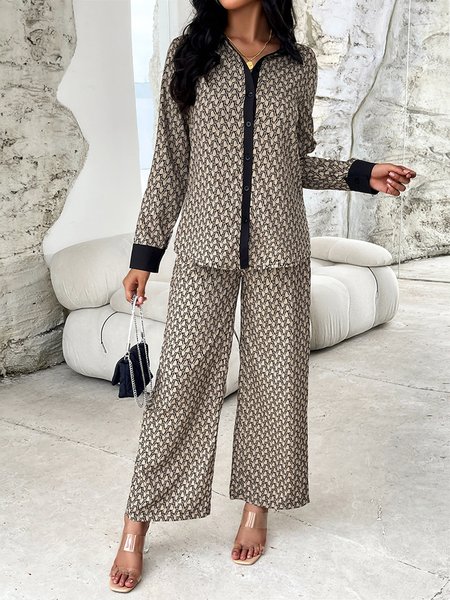 

Hooded Casual Two-Piece Set, Coffee, Suit Set